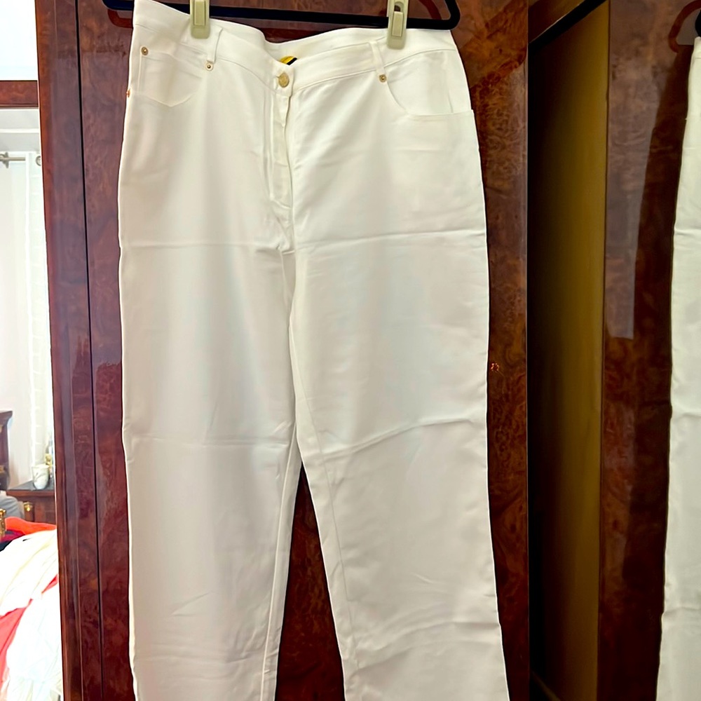 St. John white stretch pants